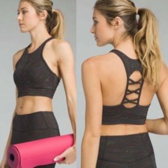 Prana Other - Prana Itzel Lattice Back High Neck‎ Gray Wireless Pullover Sports Bra SMALL